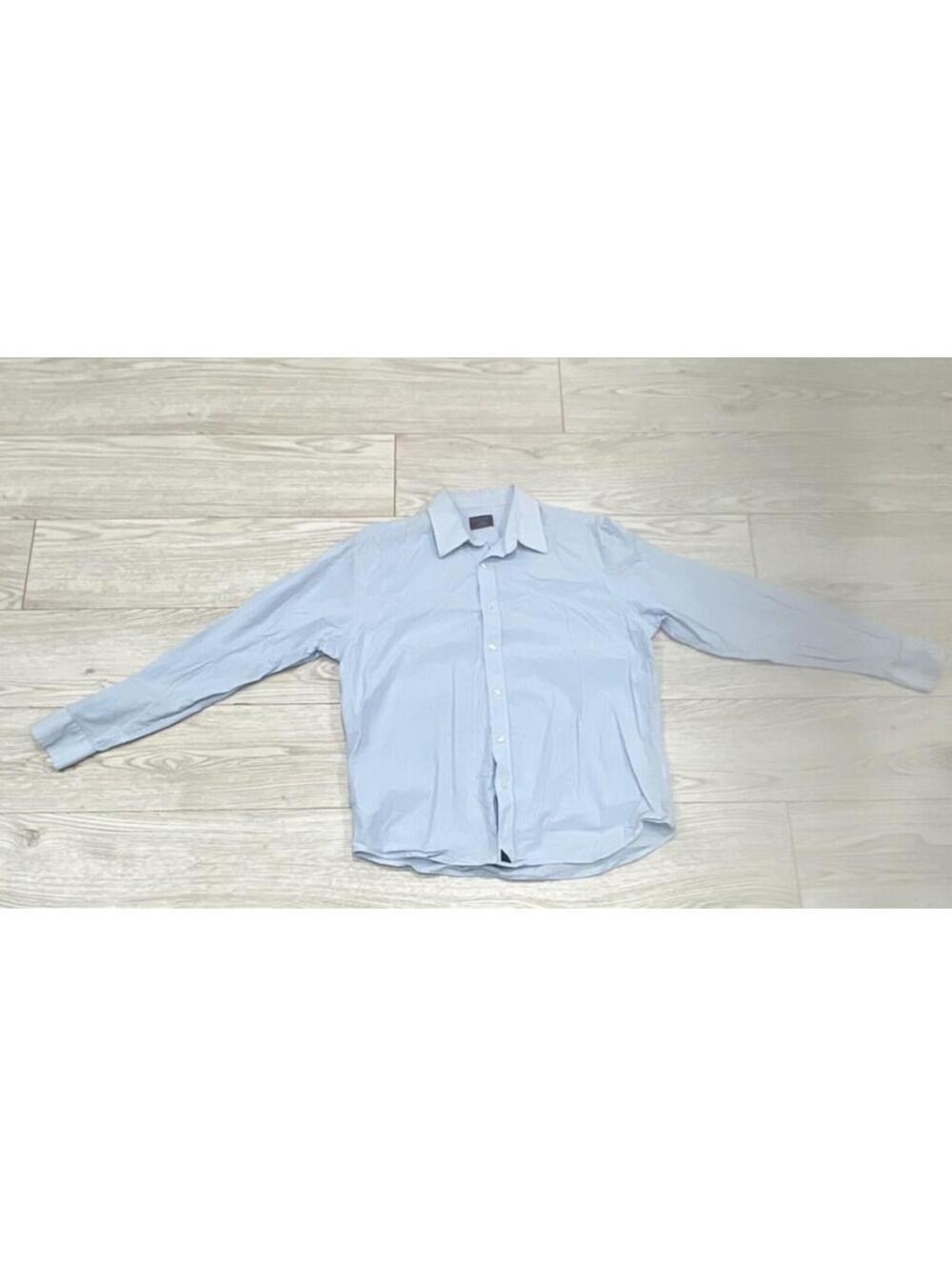 SPRING/SUMMER Untuckit Men's Light Blue Striped Cotton Casual Dress Shirt L $58
